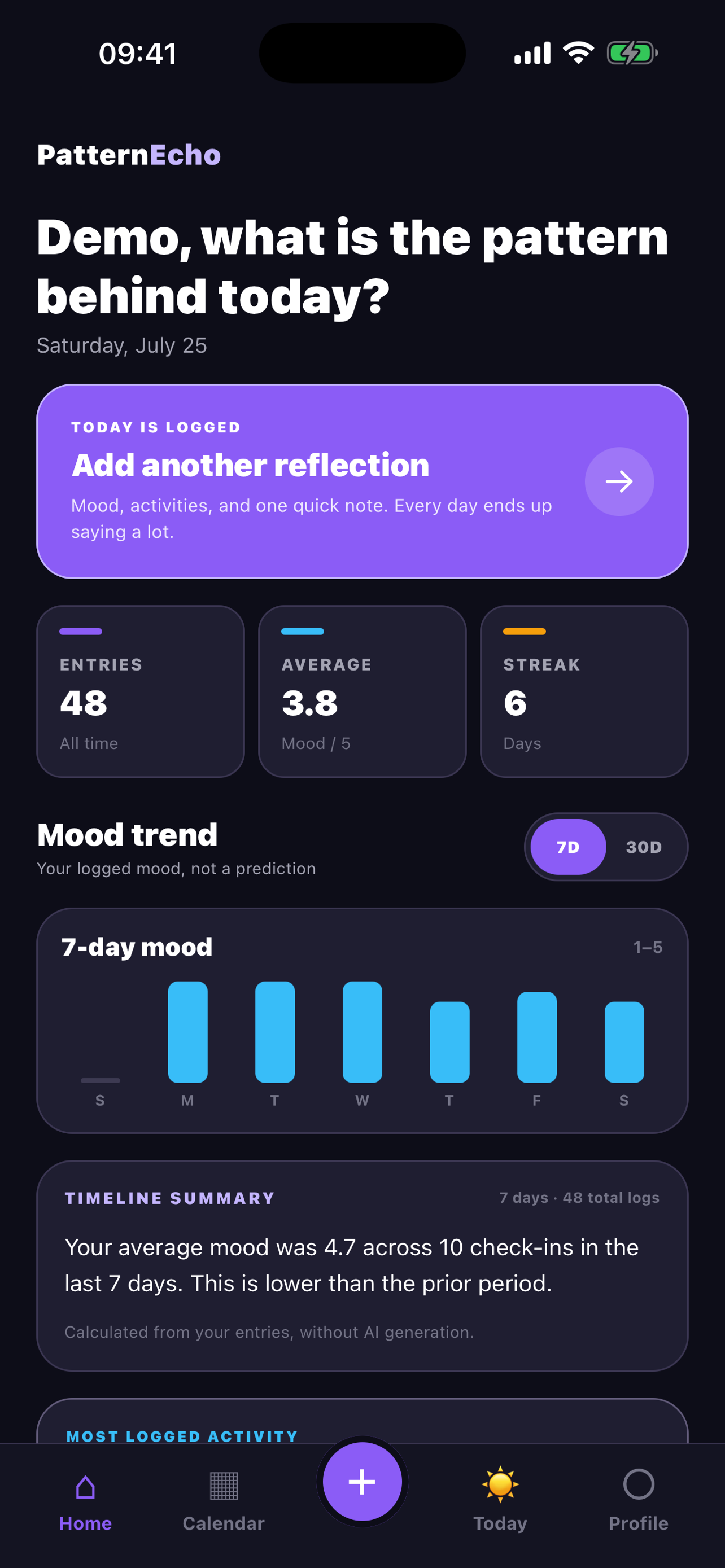 PatternEcho Home Screen